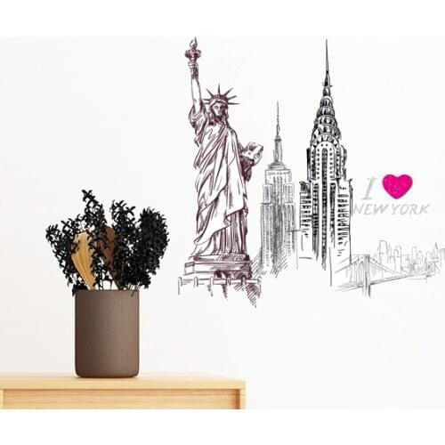 I Love New York Statue Of Liberty America Country City Removable Wall Sticker Art Decals Mural DIY Wallpaper for Room Decal