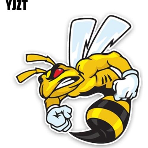 YJZT 14.2CM14.3CM Lovely Angry Cartoon Hornets Colored PVC Car Sticker Graphic Decoration C1-5155