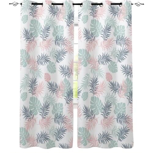 Nordic Palm Leaf Turtle Tropical Plant Curtain For Kitchen Living Room Bedroom Curtains Home Decoration Window Treatments Drapes