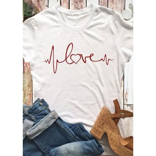 Lover Heartbest Short Sleeve T-Shirt Casual Tumblr Red Printed Heart Tops Aesthetic Trendy tshirt Ladies Gift Love Mom Shirts