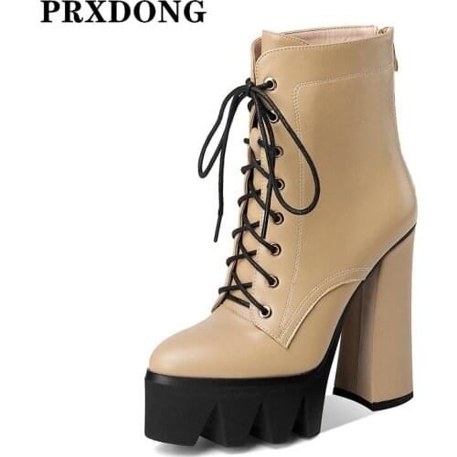 New Autumn Winter Warm Thick Platforms Women Ankle Boots Genuine Leather Sexy High Heels Dress Party Shoes Woman Short Boots 40