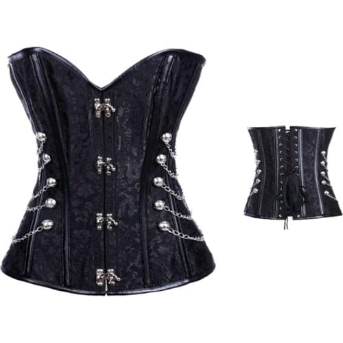 Plus Size Steampunk Red Corset Waist Trainer Corsets Bustiers Gothic Women Corselet Steel Bone Corset 6XL Black Brown Bodice