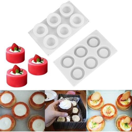 100% Food-grade Silicone Cake Mold 6 Holes Chocolate Pudding Cupcake Cake Mould Baking Pastry Mousse Chocolate Mold Cake tools