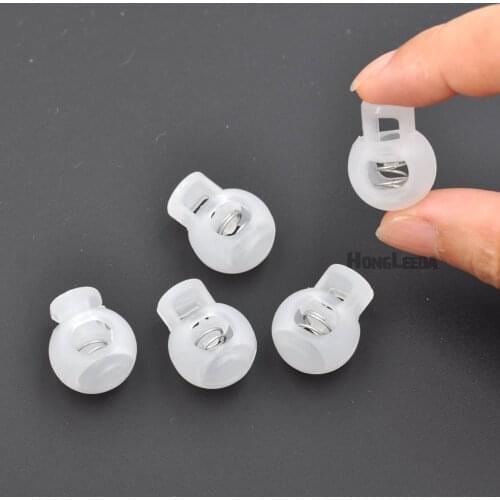 100pcs/lot transparent plastic round ball cord lock end toggles spring clip stoppers for 6-7mm bungee shock cord HLD/K-003