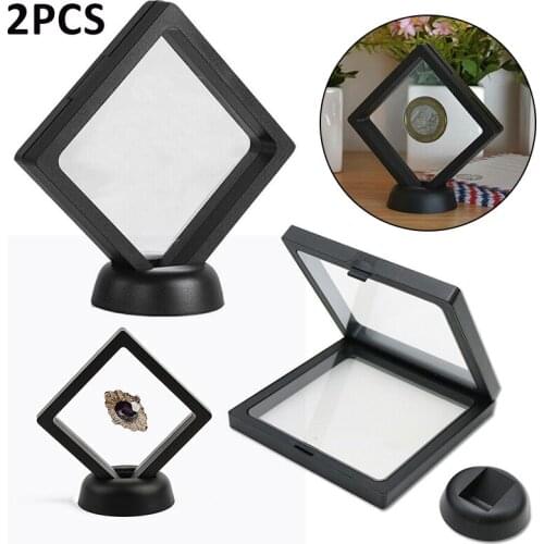 2pcs Suspended Case Coins Floating Display Case Stand Holder Jewelry Specimen Display Stand