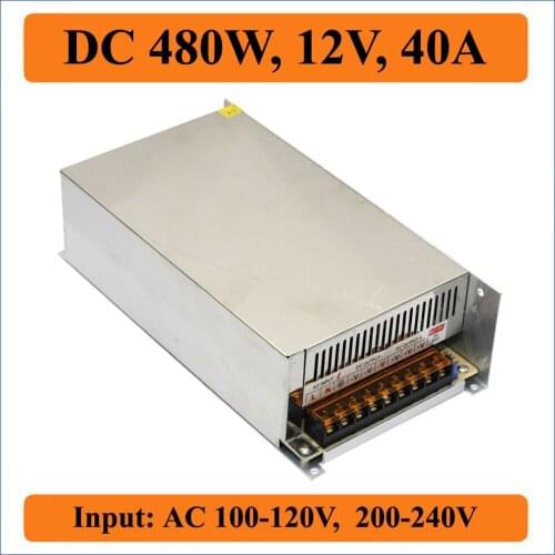 480W 12V 40A Triple Switching power supply Voltage AC100V-240V Input Transformer to DC 12V Outputs LED strip light bulb display