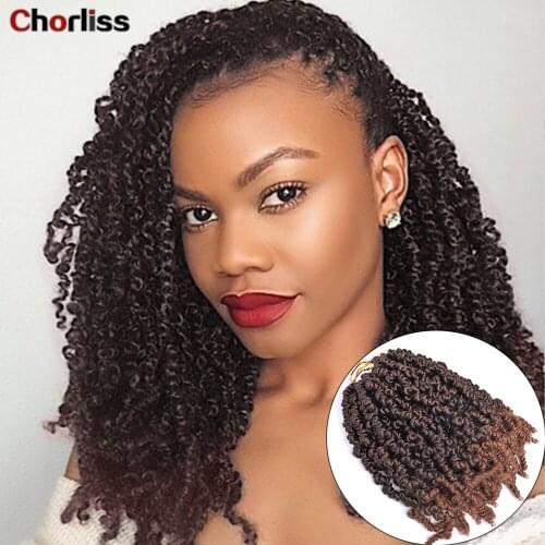 8inch Passion Ombre Hair Extension Crochet Spring Twist Crochet Braids Synthetic Braiding Hair Jamaica Bounce Fluffy Twist