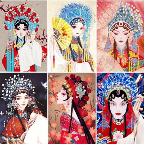 EverShine Diamond Embroidery Portrait Mosaic Cross Stitch 5D Diamond Painting Peking Opera Art Kits Picture Rhinestones Hobby