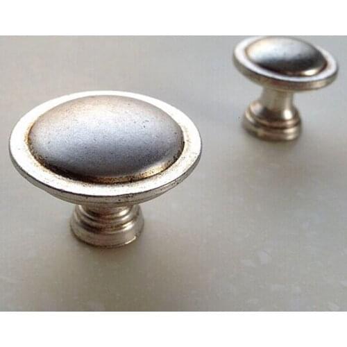 Antique distress silver drawer knob dresser pull knobs antique silver kitchen cabinet cupboard door handle 27mm vintage knob