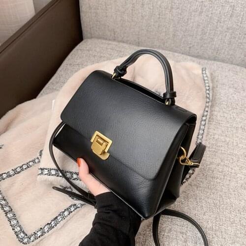 Burminsa Vintage Lock Flap Small Purses And Handbags For Women Brand Designer Roomy Work Ladies Shoulder Crossbody Bags New 2021