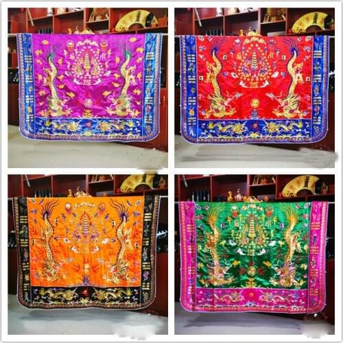 Unisex high quality 8color green/red/yellow taoism clothing vestment Taoist embroidery cassock robe gown garment