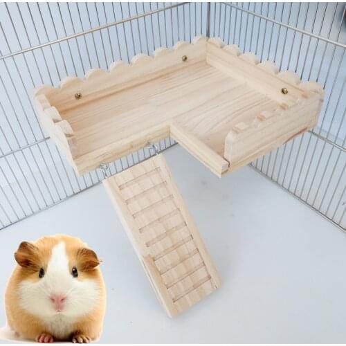 Hamster Solid Wood Platform Tray Foundation Hamster Toys Supplies Ladder Platform For Rat Hamster