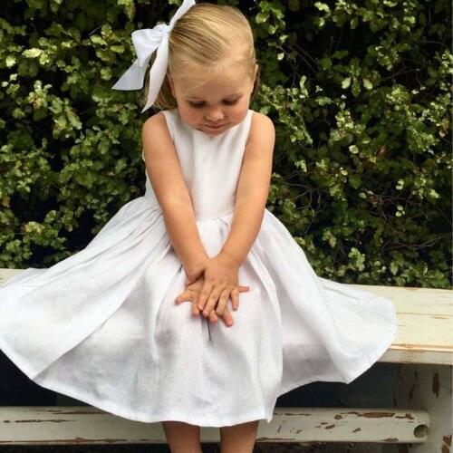 Casual Kids Dresses For Girls Pure Color Princess Dresses Summer Loose Kids Girl Dress Sleeveless Dress 1-5Yrs