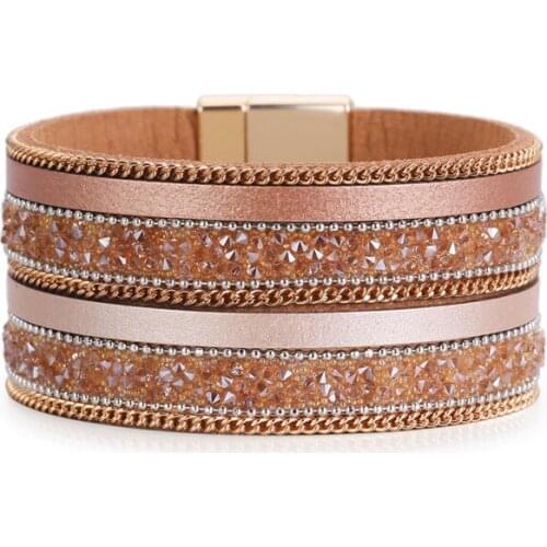 ORNAPDIA Bohemia style ethnic bracelet wide-sided magnetic buckle bracelet ladies girls wholesale