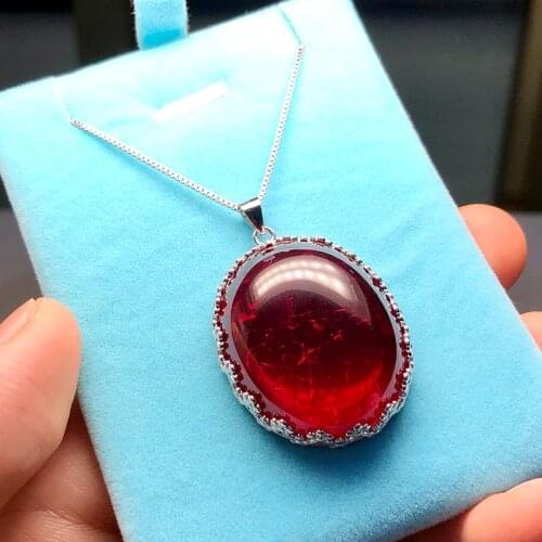 Artificial red ruby 25*30mm with inclusions 925 silver and gold Fashion oval shape Jewelry for Pendant Necklace