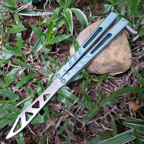 2 Colors Butterfly Trainer Knife Alpha Beast AB Channel Titanium Handle Bushing System D2 Blade Pocket Knife Survival EDC Knife