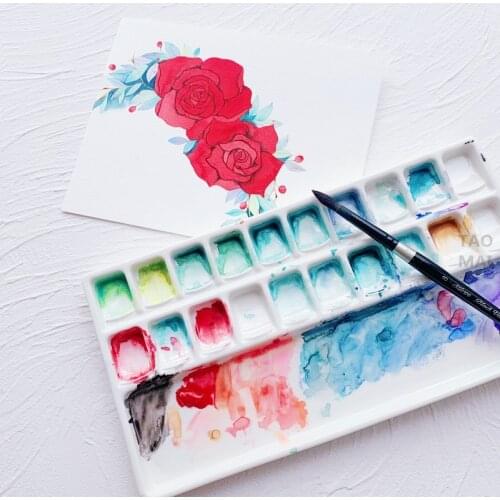 Ceramic Watercolor Palette Large Rectangular Multi-Grid White Porcelain Easy To Clean Painting Tools for Beginner Artists