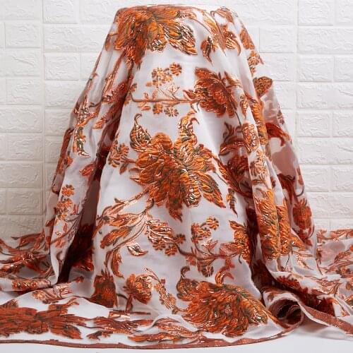 Zhenguiru Red African Lace 2021 High Quality New Embroidery Bronzing Decal Lace Nigrrian Fabric Wedding Women Dress Party A2476