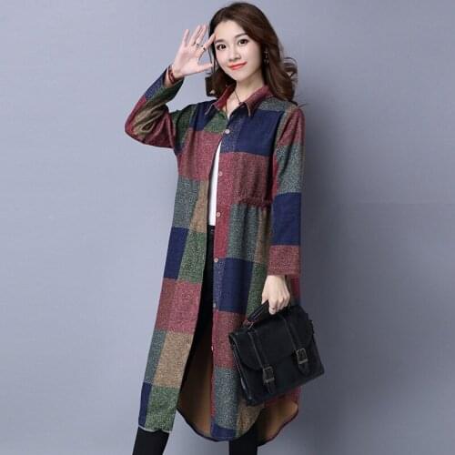 Longue 2020 Womens Tunique Slim Vintage Floral Trench Coat Para As Mulheres Autumn Plus Size Women Clothing WXF101