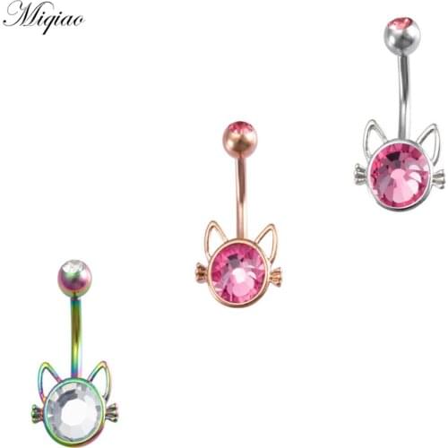 Miqiao 1pcs Explosive Personality Three-color Cat Belly Button Nail Body Piercing Jewelry