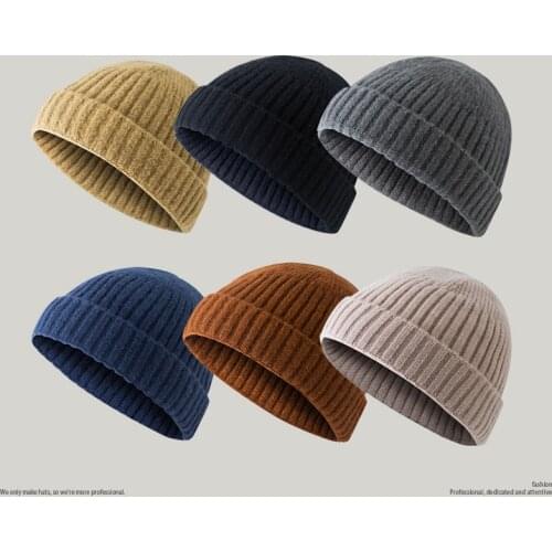 Mens Yuppie skullcap Knitted Thick Winter Autumn Warm Out-door Caps High Quality Fashion Unisex Wool Vintage Soft Headwear