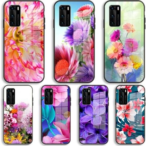 Azalea Flower floral Soft Glass Cases For Huawei P40 P30 P20 Pro Lite Plus P30lite P40lite E P Samrt 2020 Luxury Cover