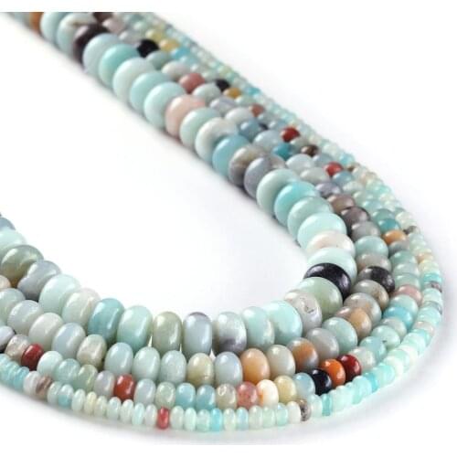 Natural Amazonite Smooth Rondelle Beads High Quality Gemstone Multi Color Loose Beads 15 inches starand 4mm 6mm 8mm 10mm