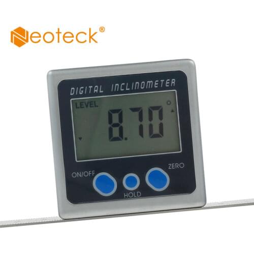 Neoteck IP54 0-360 Degree Digital Angle Gauge Protractor Inclinometer Mini Bevel Box Magnets 0.05 Degree ± 0.2 Degree Accuracy