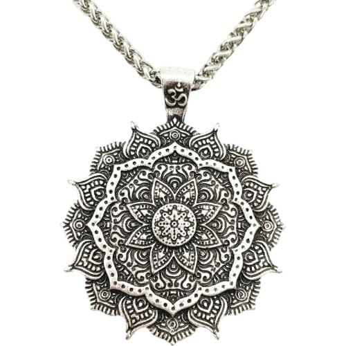 Nostalgia OM Mandala Pendant Yoga Meditation Art Geometry Tibet Spiritual Amulet Religious Necklace Mens Womens Jewelry