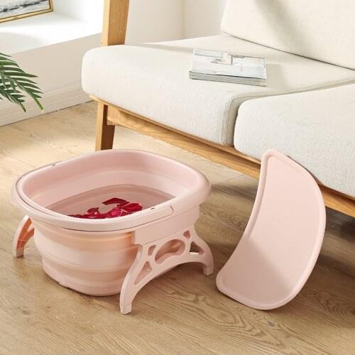 New Folding Foot Tub with Lid Foot Wash Tub Foaming Massage Bucket Sauna Bathtub Foldable Bucket Foot Bath Basin Health Care