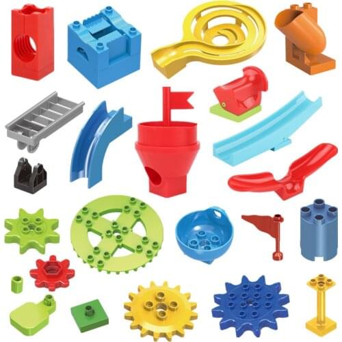 NEW Special Marble Race Run Rolling Ball Track Parts Slide Funnel Swing Gear Propeller Motor Compatible Big Building Blocks
