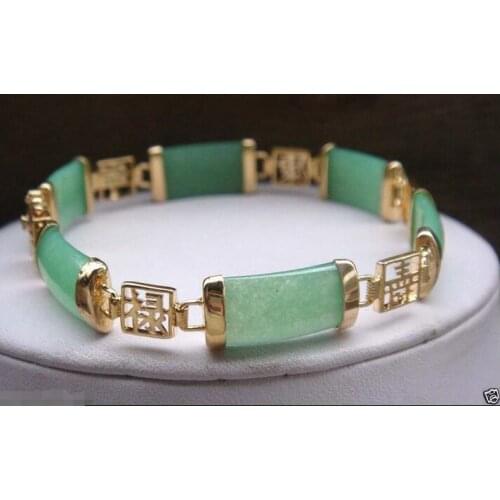 Wholesale price New AAA Natural Light Green stone 18KGP Fortune Luck Bracelet