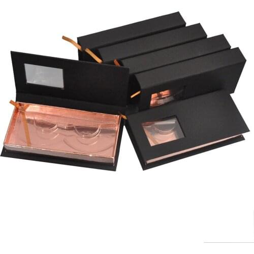Wholesale false eyelash packaging box Makeup lash boxes package faux cils 25mm mink lashes strip magnetic Black case bulk vendor