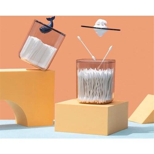 Transparent Cotton Swab Holder Cute Animal Makeup Organizers Plastic Cosmetics Containers and Packaging for Makeup Sponge
