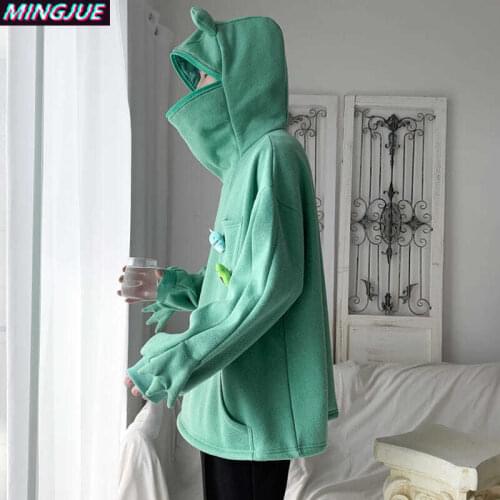 Green frog Pullover port style design sense fried Street coat mens autumn and winter loose and lazy top