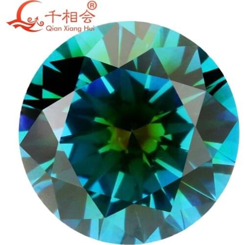TZ002 Round shape cubic zirconia special color one-time forming multi aqua blue and green color cz loose stone