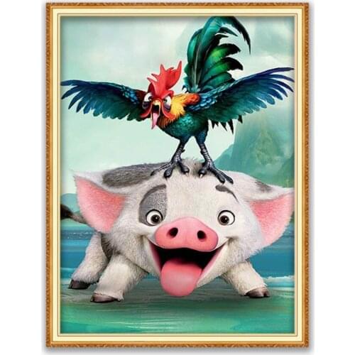 Animal Pig DIY Embroidery 11CT Cross Stitch Kits Needlework Craft Set Cotton Thread Printed Canvas Home Decoration Hot Sell New