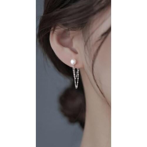 Dangle Earrings Tassel Line Chain Pearl For Women Korean Punk Fashion Vintage New Trendy Hot Girlfriends Jewelry Gifts BOYULIGE