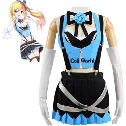 Youtuber Mirai Akari Tube Tops Dress Uniform Outfit Cosplay Costumes