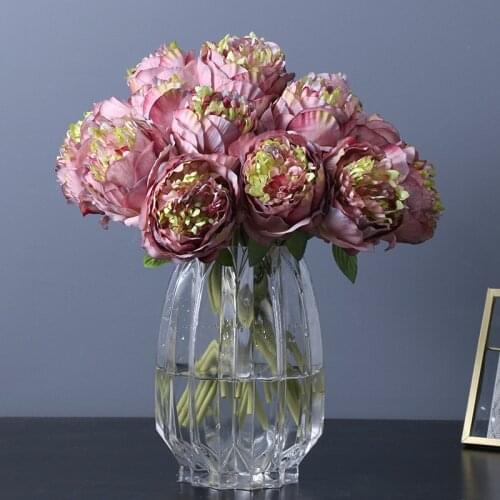 10pcs, 10 heads) 5 Heads Silk Royal Peony Bouquet For Home Decoration Elegant Artifical Flower
