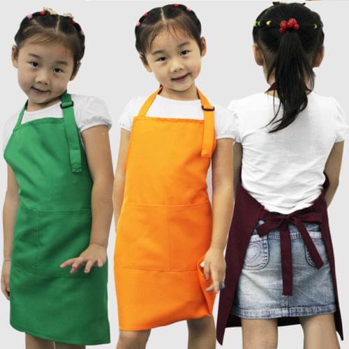 10pcs Cute Children Kids Pocket Craft Plain Cooking Baking Kitchen Dining Aprons 8 COLOR Send Randomly
