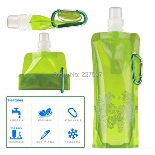 100PCS Portable Folding Collapsible Reusable Water Bottle Plastic Bag Outdoor Sport Travel Cycling Camping Guaranteed DHL Free