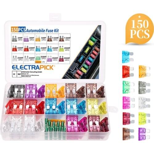 150pcs 5/7/10/15/20/25/30A Fuse Car Blade Fuse Assortment Assorted Kit Mini Small Size Blade Set Auto Truck Automotive Fuse