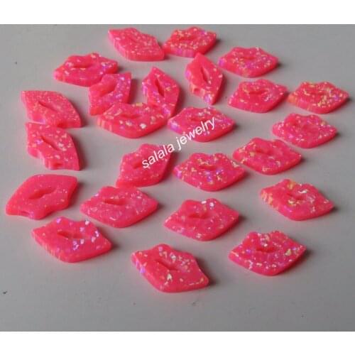 20pc/lot OP55 Pink Lip Opal Charms 8x15mm Lip Fire Opal for DIY Jewelry Lip Opal Stone for Necklace Gift