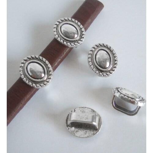 20pcs Tibetan Silver Licorice Slider Spacer Beads For 10x6mm Licorice Leather Cord Bracelet Jewelry Findings Accessories