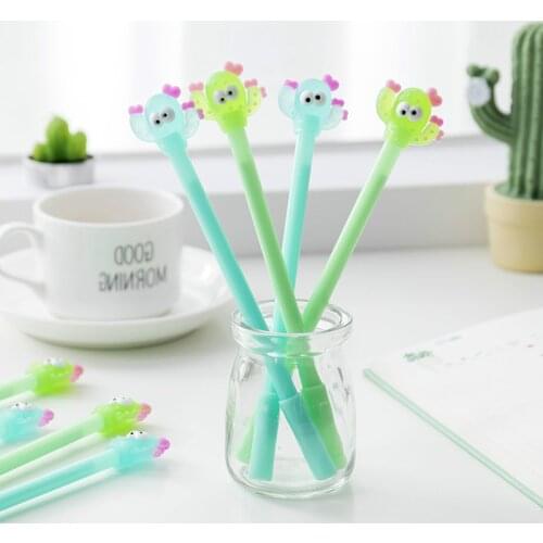 24PCs Korea Stationery Creative Cartoon Cactus Shape Gel Pen Office Learning Pens for School Wholesale