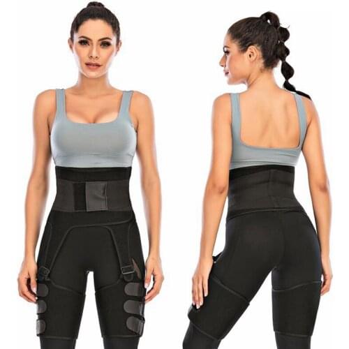 3 in 1 neoprene sweat sauna shaper body slim Belts thigh trimmer leg shapers High waist trainer Shapewear compression waist belt