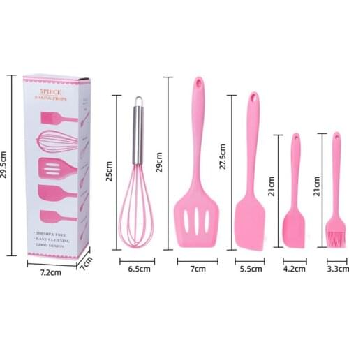 5 Pcs/set Silicone Cooking Utensil Set Whisk Frying Spatula Spatula Oil Brush Cookware Kitchen Tools High Quality