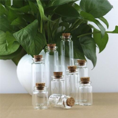 50pcs/lot 22mm 5-35ml Glass Bottle DIY Jars Message Vials Cork Wedding Decoration Small Containers Jars Transparent Drift bottle