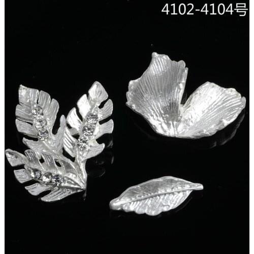 50pcs/lot New Silver Color Clear Crystal Leaf Charms Pendant Fanshion Jewelry Findings Handmade Craft